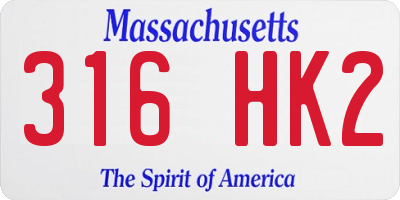MA license plate 316HK2