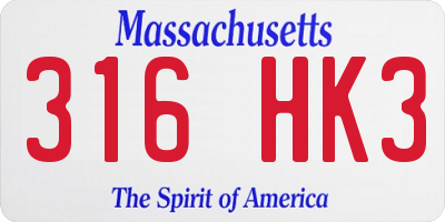 MA license plate 316HK3