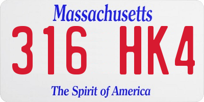 MA license plate 316HK4