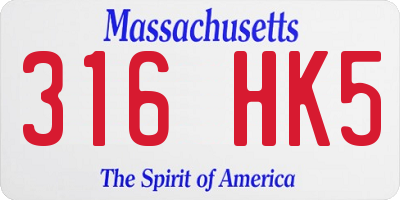 MA license plate 316HK5