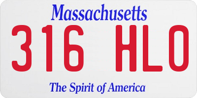 MA license plate 316HL0