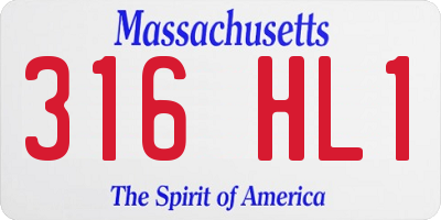 MA license plate 316HL1