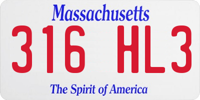 MA license plate 316HL3