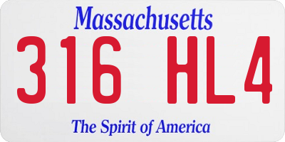 MA license plate 316HL4