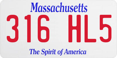 MA license plate 316HL5