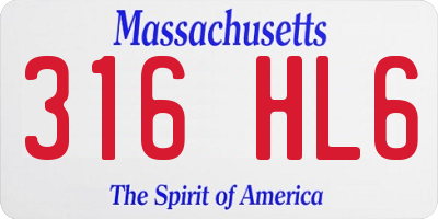 MA license plate 316HL6