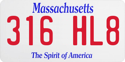 MA license plate 316HL8
