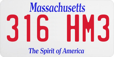 MA license plate 316HM3