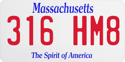 MA license plate 316HM8