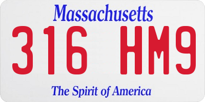 MA license plate 316HM9