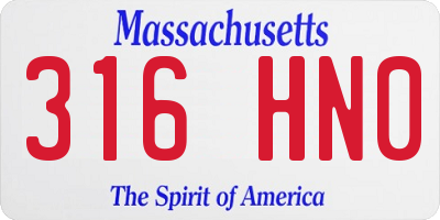 MA license plate 316HN0