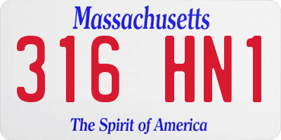 MA license plate 316HN1