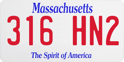 MA license plate 316HN2