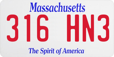 MA license plate 316HN3