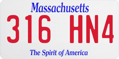 MA license plate 316HN4