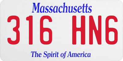 MA license plate 316HN6
