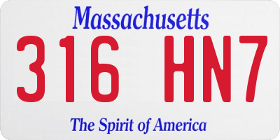 MA license plate 316HN7