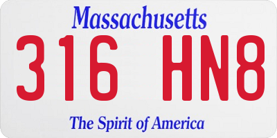 MA license plate 316HN8