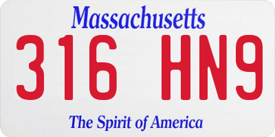 MA license plate 316HN9