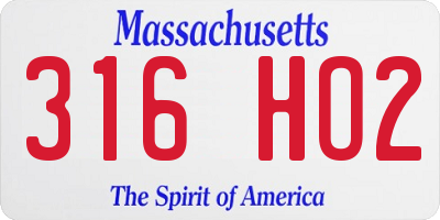 MA license plate 316HO2