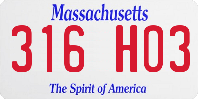 MA license plate 316HO3