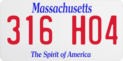 MA license plate 316HO4