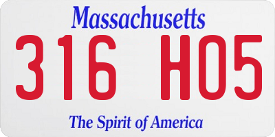 MA license plate 316HO5