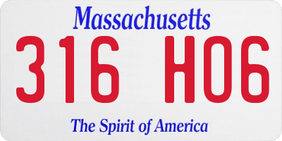 MA license plate 316HO6