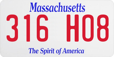 MA license plate 316HO8