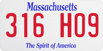 MA license plate 316HO9
