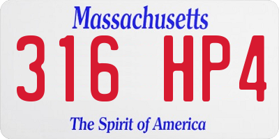 MA license plate 316HP4