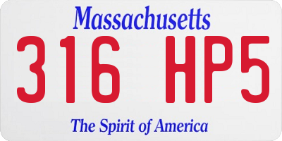 MA license plate 316HP5