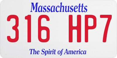 MA license plate 316HP7