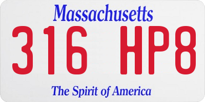 MA license plate 316HP8