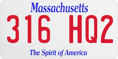 MA license plate 316HQ2