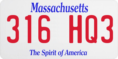 MA license plate 316HQ3