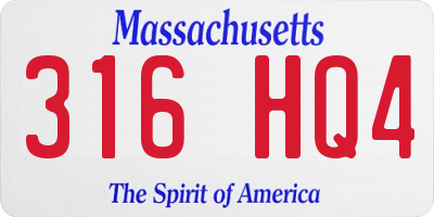 MA license plate 316HQ4