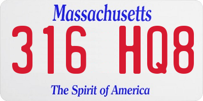 MA license plate 316HQ8