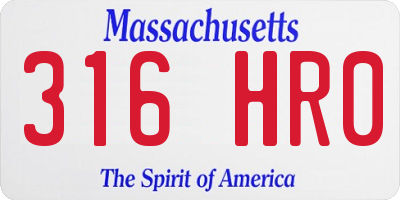 MA license plate 316HR0