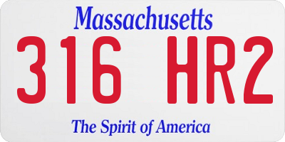 MA license plate 316HR2