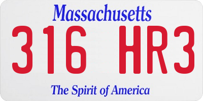 MA license plate 316HR3