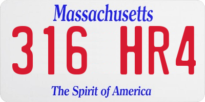 MA license plate 316HR4