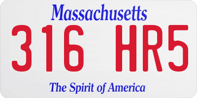 MA license plate 316HR5