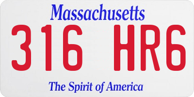 MA license plate 316HR6