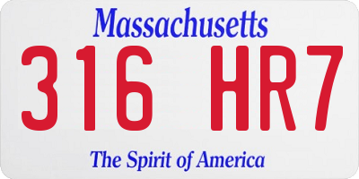 MA license plate 316HR7