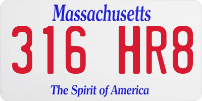 MA license plate 316HR8
