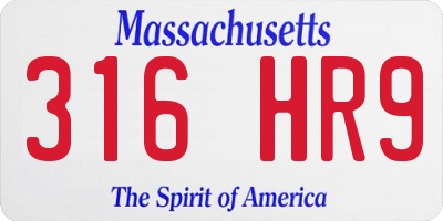 MA license plate 316HR9