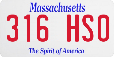 MA license plate 316HS0