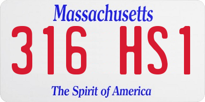 MA license plate 316HS1