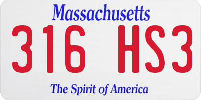 MA license plate 316HS3
